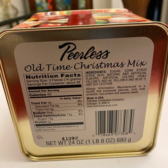 Peerless Old Time 1992 Xmas Mix Hard Candy Square Tin-Empty Made in USA 4.25" - Picture 8 of 9